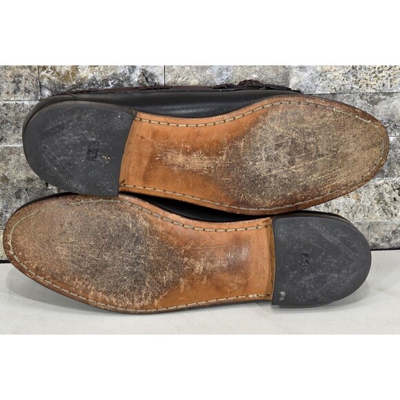 Allen Edmonds Woodstock Leather Loafers Mens Size 9.5 B Two Tone Black Brown USA main image 12
